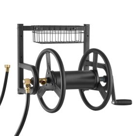 VEVOR Wall Mounted Garden Hose Reel, Holds 125 ft 5/8-inch Hose, Heavy-Duty Water Hose Winder, Space-Saving Design