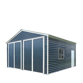 20' x 20' Metal Garage Shed, 9' High Double Front Doors, 13' Peak, 400 Sq-Ft TMG-MS2020