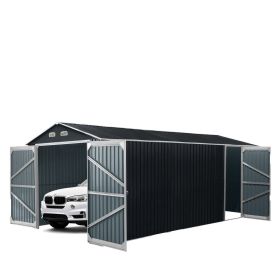 13' x 20' Metal Garage Shed with Double Front Doors, 7'9" Peak Height, Side Entry Door, 240 Sq-Ft Floor Space, TMG-MS1320A