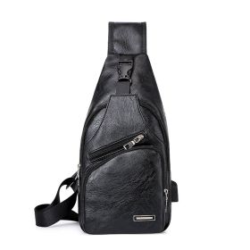 Casual Fashion Men's USB Charging Chest Bag (Option: Black)